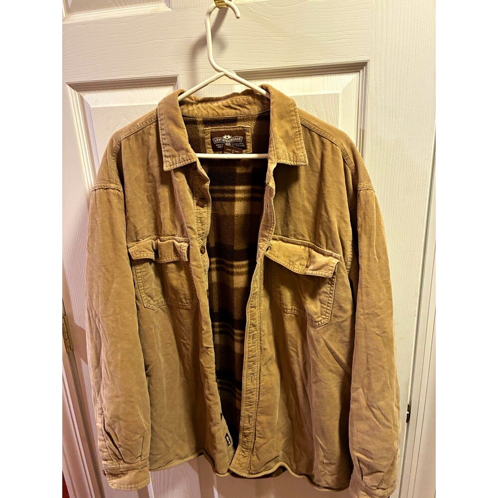 Levi Strauss & Co Men's Beige Corduroy Lined Button Jacket w/ Pockets L